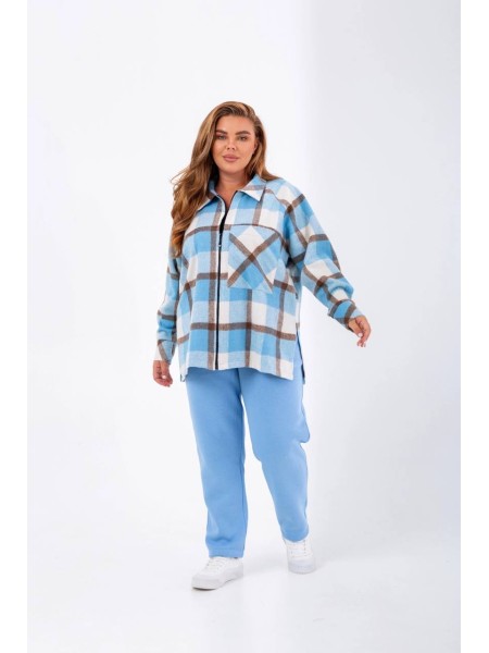 Жіночий костюм з сорочкою на змійці блакитного кольору 25326 N