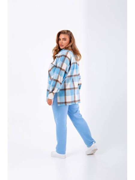 Жіночий костюм з сорочкою на змійці блакитного кольору 25326 N