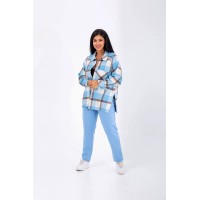 Женский костюм с рубашкой на змейке голубого цвета 25326