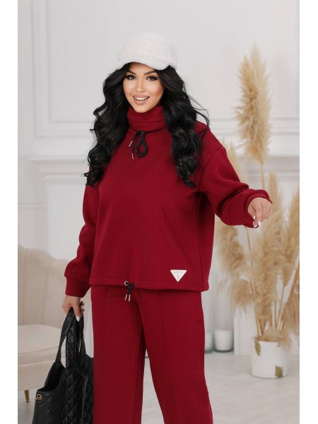 Жіночий прогулянковий костюм бордового кольору 25375 N