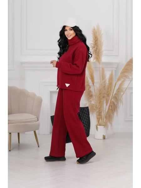Жіночий прогулянковий костюм бордового кольору 25375 N