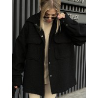 Жіноча сорочка баранчик оверсайз чорного кольору 25425 Ordio