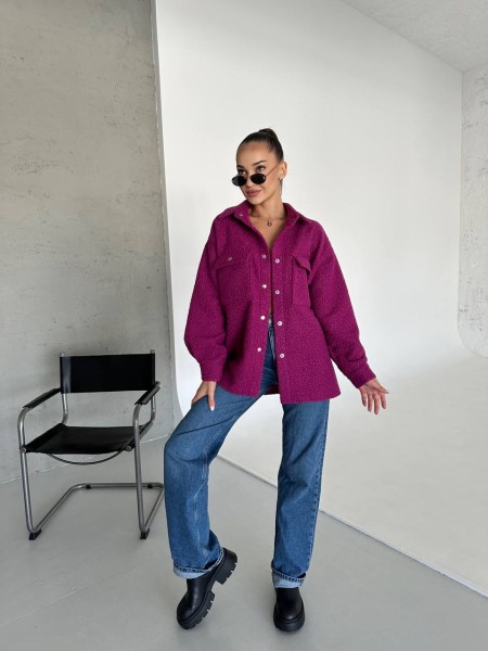 Жіноча куртка-сорочка кольору фуксія 25438 АА