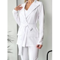 Жіночий стильний костюм -трійка білого кольору 25772 AA