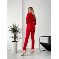 Жіночий стильний костюм -трійка червоного кольору 25773 AA
