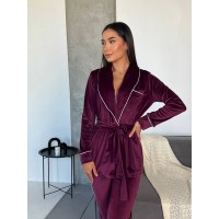 Піжамний костюм бордового кольору 25879 Vo