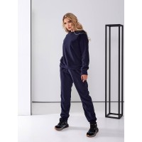 Женский флисовый спортивный костюм темно-синего цвета 25965