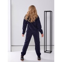 Женский флисовый спортивный костюм темно-синего цвета 25965