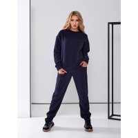 Женский флисовый спортивный костюм темно-синего цвета 25965