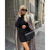 Платье мини с длинным рукавом черного  цвета 26057