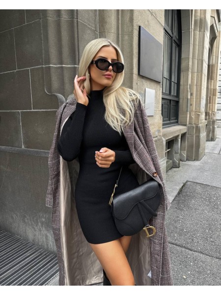 Сукня міні з довгим рукавом чорного кольору 26057  ISt