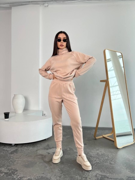 Жіночий повсякденний костюм молочного кольору 26125 N