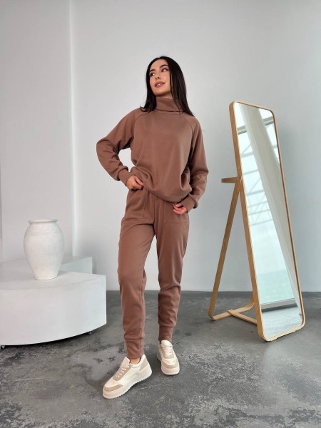 Жіночий повсякденний костюм кольору мокко 26128 N