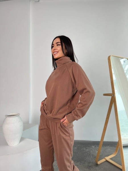 Жіночий повсякденний костюм кольору мокко 26128 N