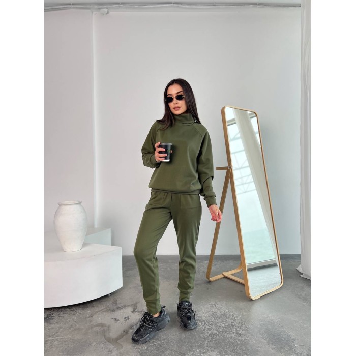 Жіночий повсякденний костюм кольору хакi 26129 N