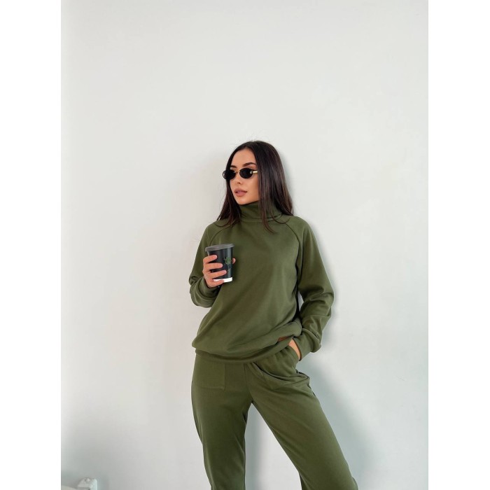 Жіночий повсякденний костюм кольору хакi 26129 N