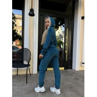 Жіночий велюровий костюм смарагдового кольору 26287 МО