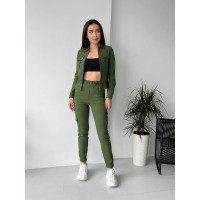 Женский костюм  цвета хаки  26303