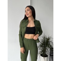 Женский костюм  цвета хаки  26303