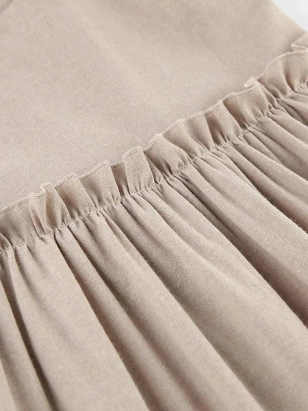 Ніжна, лляна сукня бежевого кольору 26304 ISt