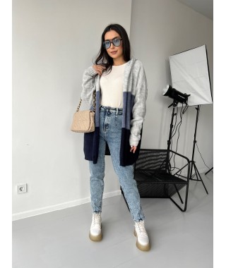 Кардиган жіночий з капюшоном кольору чорний+сірий+джинс 26509 MО