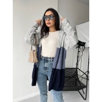 Кардиган жіночий з капюшоном кольору чорний+сірий+джинс 26509 MО