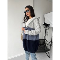 Кардиган жіночий з капюшоном кольору чорний+сірий+джинс 26509 MО