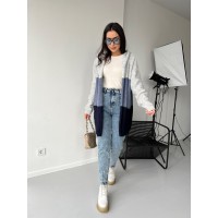 Кардиган жіночий з капюшоном кольору чорний+сірий+джинс 26509 MО