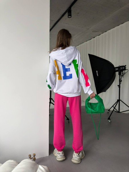 Женский костюм кофта молочного цвета, штаны цвета малины 26742