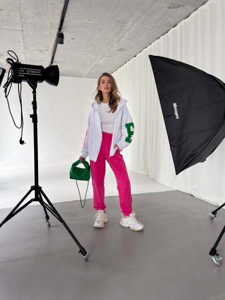 Женский костюм кофта молочного цвета, штаны цвета малины 26742