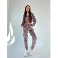 Жіночий велюровий костюм кольору капучiно 26801 АО