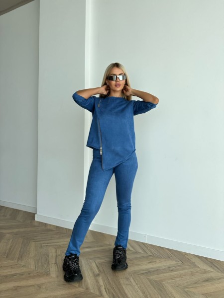 Жіночий прогулянковий костюм джинсового кольору 26814 МО