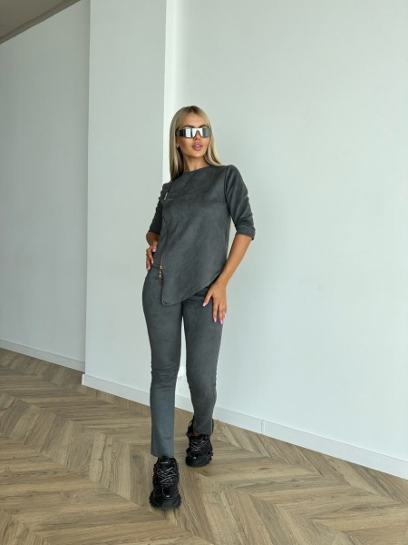 Жіночий прогулянковий костюм графiтового кольору 26816 МО