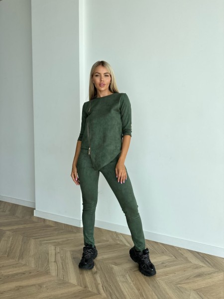 Женский прогулочный костюм цвета хаки 26817