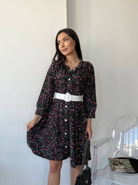 Сукня з поясом чорного кольору 26882 МО