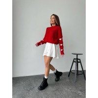 Жіночий светр оверсайз червоного кольору 26921 АО