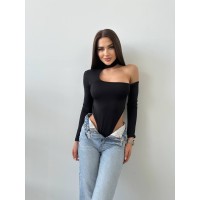 Боди с длинным рукавом чёрного цвета 26949