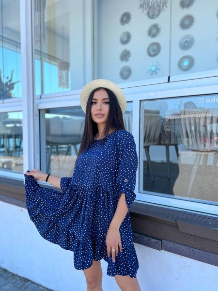 Сукня вільного крою темно-синього кольору 27091 МО