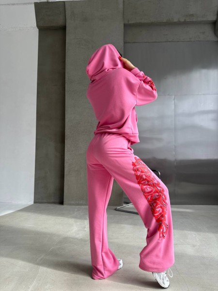 Женский стильный спортивный костюм розового цвета 27095