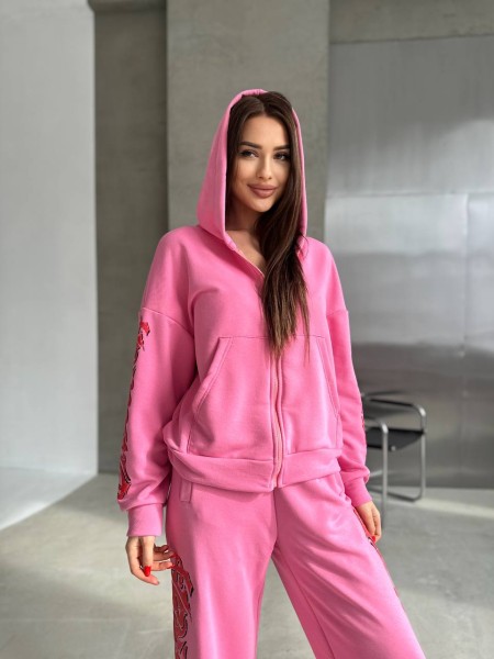 Женский стильный спортивный костюм розового цвета 27095