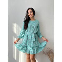 Легка сукня з поясом м'ятного кольору 27165 МО