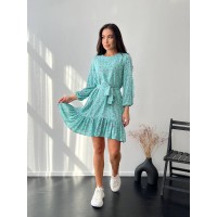 Легка сукня з поясом м'ятного кольору 27165 МО
