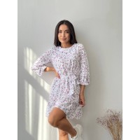 Легка сукня з поясом бiлого кольору 27167 МО