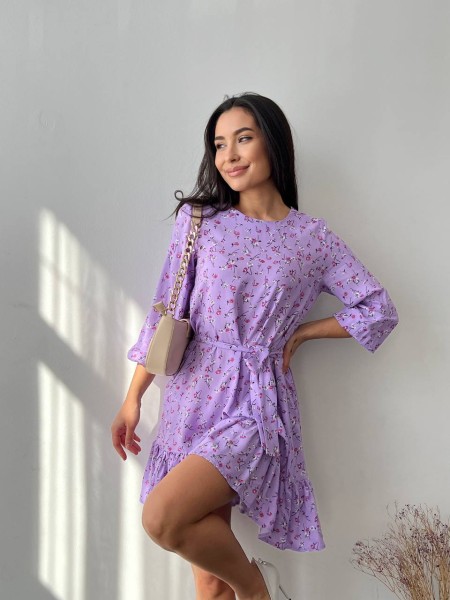 Легка сукня з поясом лавандового кольору 27168 МО