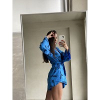 Женский костюм (кимоно+шорты) голубого цвета 27223