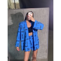 Женский костюм (кимоно+шорты) голубого цвета 27223