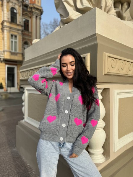 Жіночий ніжний кардиган сірого кольору 27264 АО