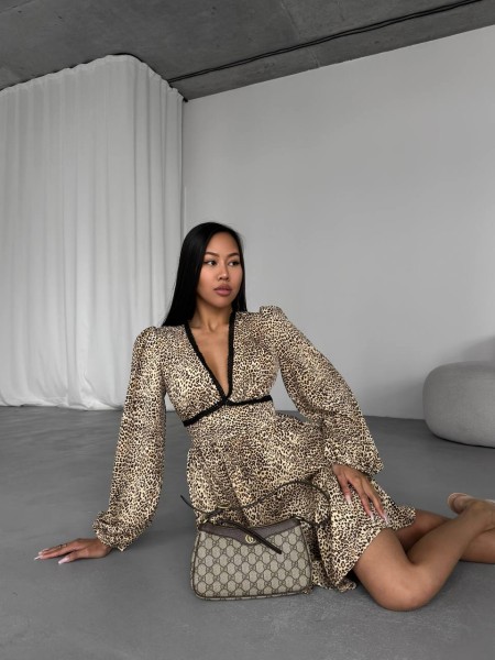 Вишукана сукня міні в леопардовому принті 27273 Br