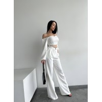 Костюм топ + штани бiлого кольору 27299 ORdio
