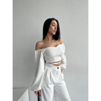 Костюм топ + штани бiлого кольору 27299 ORdio